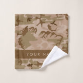 Desert Camouflage Pattern, Ihr Name, Personalisier Badhandtuch Set (Waschlappen)