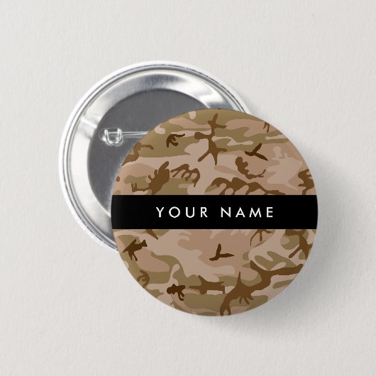 Desert Camouflage Pattern, Ihr Name, Personalisier Button (Vorne & Hinten)