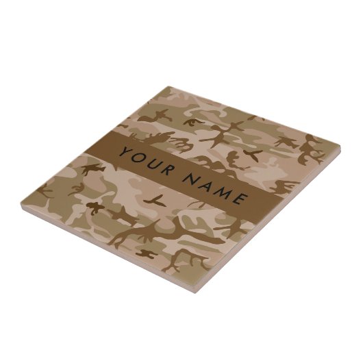 Desert Camouflage Pattern, Ihr Name, Personalisier Fliese (Seite)
