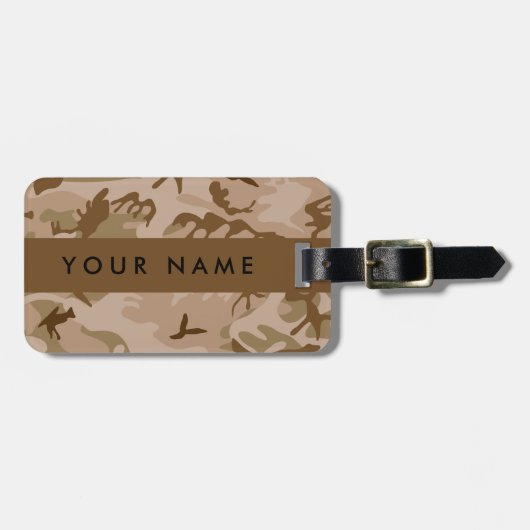 Desert Camouflage Pattern, Ihr Name, Personalisier Gepäckanhänger (Vorderseite horizontal)