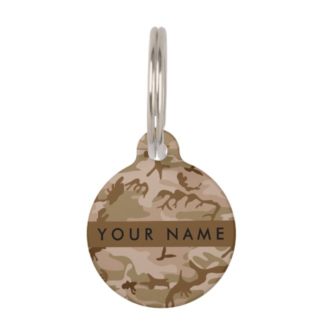 Desert Camouflage Pattern, Ihr Name, Personalisier Haustiermarke (Vorderseite)