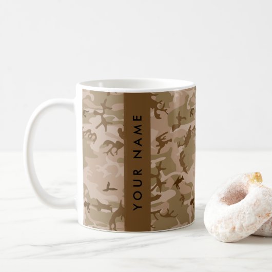 Desert Camouflage Pattern, Ihr Name, Personalisier Kaffeetasse (Mit Donut)