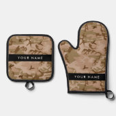 Desert Camouflage Pattern, Ihr Name, Personalisier Ofenhandschuh & Topflappen-Set (Vorderseite)