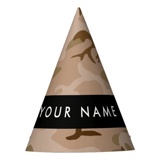Desert Camouflage Pattern, Ihr Name, Personalisier Partyhütchen (Vorderseite)