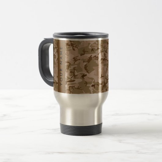 Desert Camouflage Pattern, Ihr Name, Personalisier Reisebecher (Vorderseite Links)