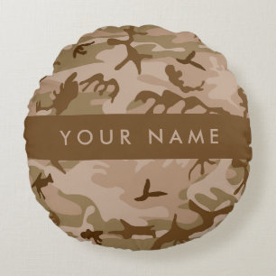 Desert Camouflage Pattern, Ihr Name, Personalisier Rundes Kissen