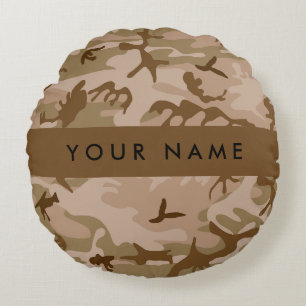 Desert Camouflage Pattern, Ihr Name, Personalisier Rundes Kissen