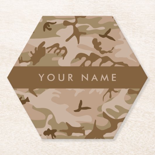 Desert Camouflage Pattern, Ihr Name, Personalisier Untersetzer (Vorderseite)