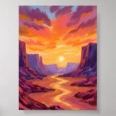 Desert Canyon Sunset | Gelbe Malerei Poster (Vorne)