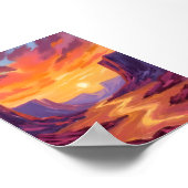 Desert Canyon Sunset | Gelbe Malerei Poster (Ecke)