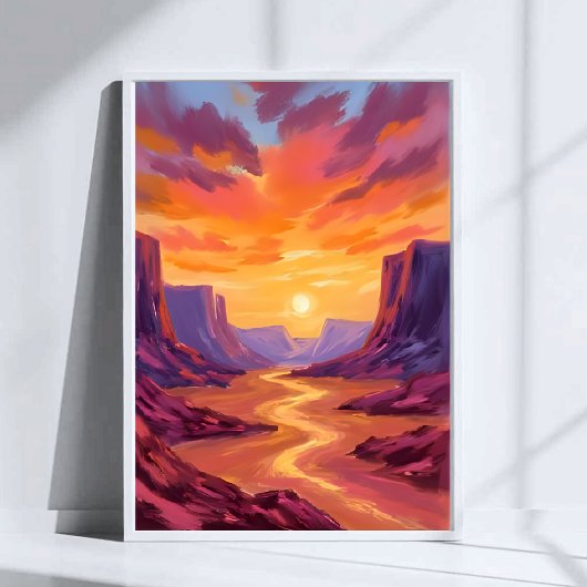 Desert Canyon Sunset | Gelbe Malerei Poster