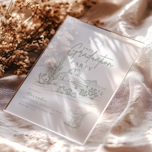 Desert Chic Abschluss Western Cowgirl Acryleinladungen