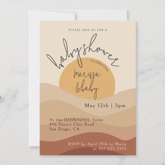 Desert Chic Boho Custom Neutral Earthy Baby Shower Einladung (Vorderseite)