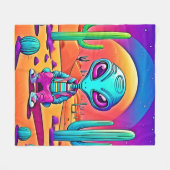 Desert Chillin Alien Art Fleecedecke (Vorderseite (Horizontal))