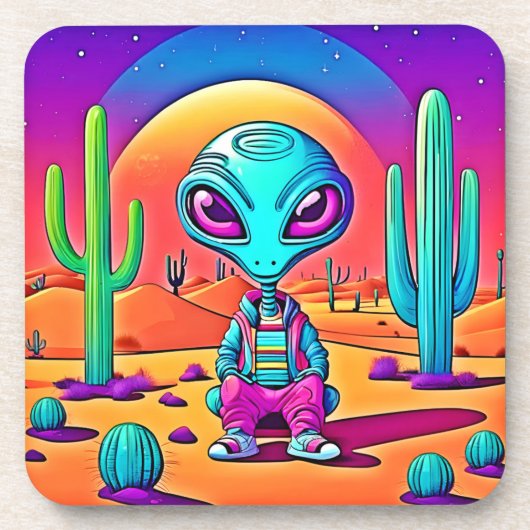 Desert Chillin Alien Art Getränkeuntersetzer (Vorderseite)