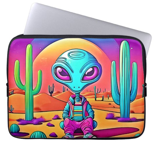 Desert Chillin Alien Art Laptopschutzhülle (Vorderseite)