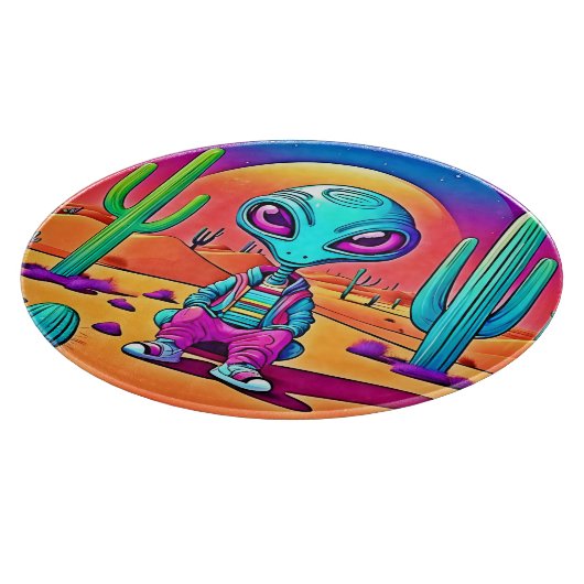 Desert Chillin Alien Art Schneidebrett (Ecke)