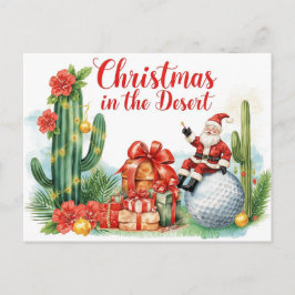 Desert Christmas with Cactus Santa Claus Feiertagspostkarte