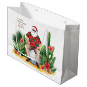 Desert Christmas with Cactus Santa Claus  Große Geschenktüte (Vorderseite Schrägansicht)