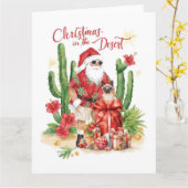 Desert Christmas with Cactus Santa Claus  Karte (Gelbe Blume)