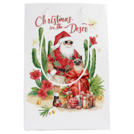 Desert Christmas with Cactus Santa Claus  Mittlere Geschenktüte
