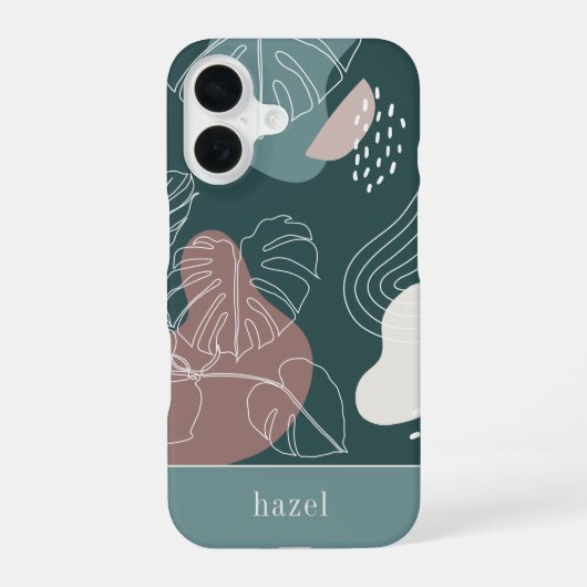 Desert Clay & Spruce Boho Tropical Monstera Leaf iPhone 16 Hülle (Rückseite)