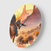 Desert Cowboy Große Wanduhr (Winkel)