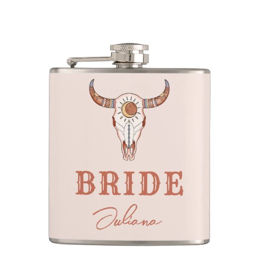 Desert Cowgirl Last Rodeo Bride Flachmann (Vorderseite)