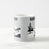 Desert Dawn Black and White Roadrunner Sketch Art Kaffeetasse (Mittel)