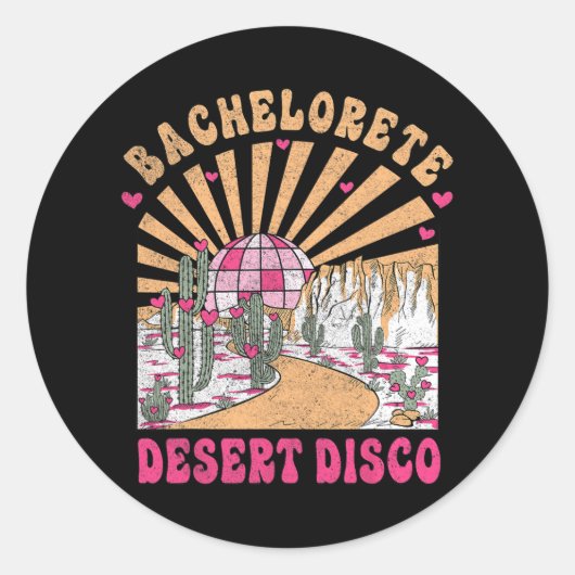 Desert Disco Bride Squad Brautparty Bachelorette Runder Aufkleber (Vorderseite)