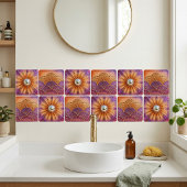 Desert Disco Sunburst Purple Retro Sunset & Mirror Fliese