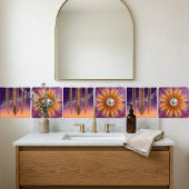 Desert Disco Sunburst Purple Retro Sunset & Mirror Fliese