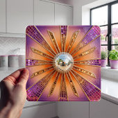 Desert Disco Sunburst Purple Retro Sunset & Mirror Fliese