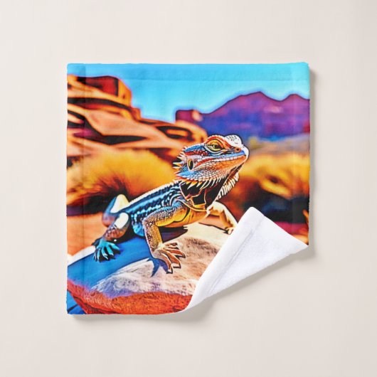 Desert Dragon Lizard Design Badhandtuch Set (Waschlappen)