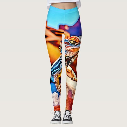 Desert Dragon Lizard Design Leggings (Vorderseite)