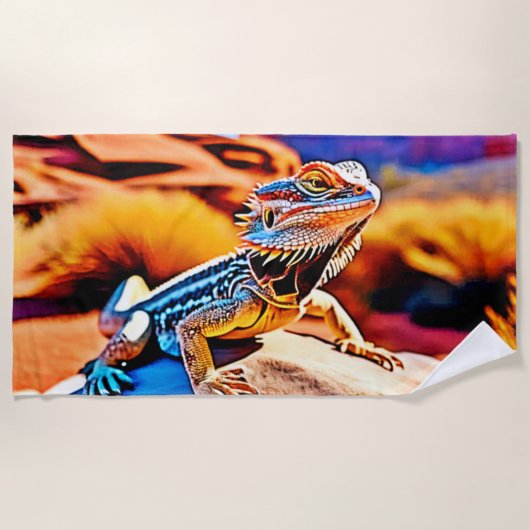 Desert Dragon Lizard Design Strandtuch (Vorderseite)