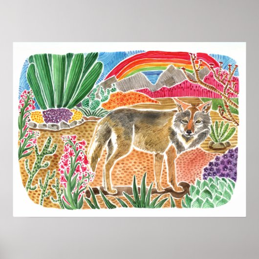 Desert Dreamer Coyote Landscape Poster (Vorne)