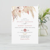 Desert Dusty Rose Boho Pampas Grass Wedding Einladung (Stehend Vorderseite)