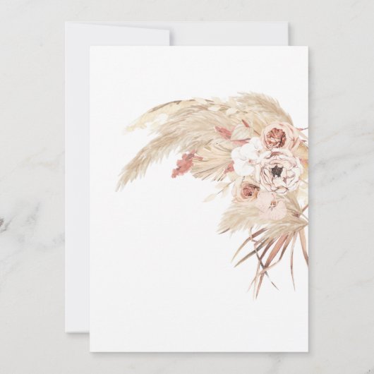 Desert Dusty Rose Boho Pampas Grass Wedding Einladung (Rückseite)
