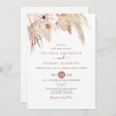 Desert Dusty Rose Boho Pampas Grass Wedding Einladung (Vorne/Hinten)