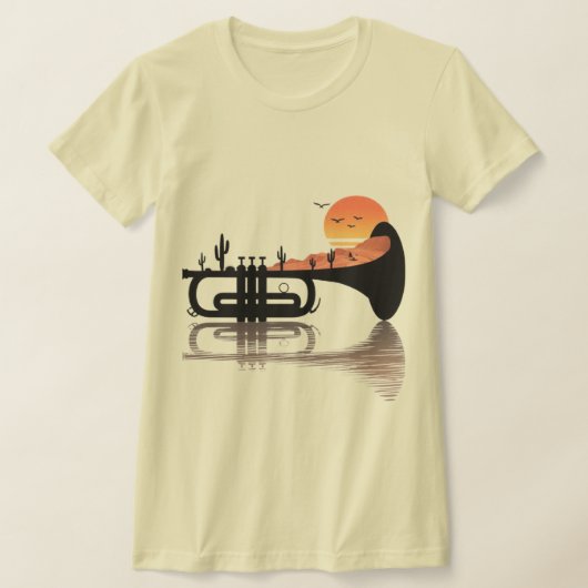 "Desert Echoes – Trumpet Sunset Surrealism" T-Shirt (Ablage )
