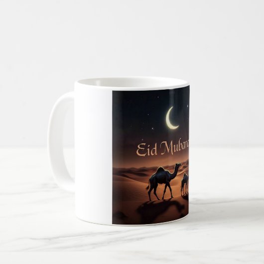 Desert Eid Mubarak Night Design Kaffeetasse (Vorderseite Links)