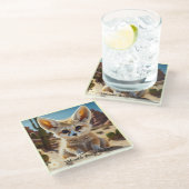 "Desert Fox Graphic" Glasuntersetzer (Schrägansicht)