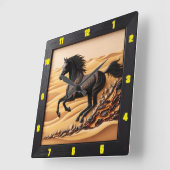 Desert Gallop Charred Grain Arabian Timekeepers Quadratische Wanduhr (Winkel)