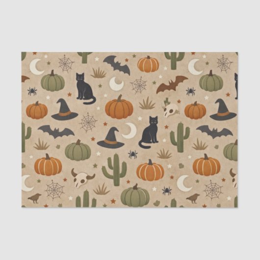 Desert Green Cactus Halloween  Seidenpapier (Vorderseite)