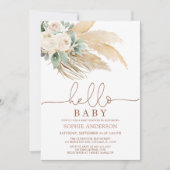 Desert Greenery Boho Pampas Grass Baby Dusche Einladung (Vorderseite)