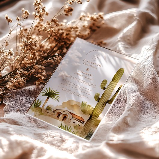 Desert Hacienda Wedding Style Acryleinladungen