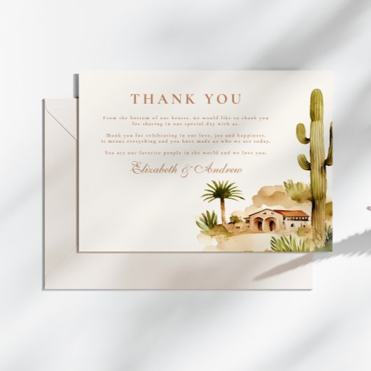 Desert Hacienda Wedding Style Dankeskarte