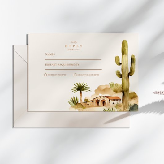 Desert Hacienda Wedding Style RSVP Karte