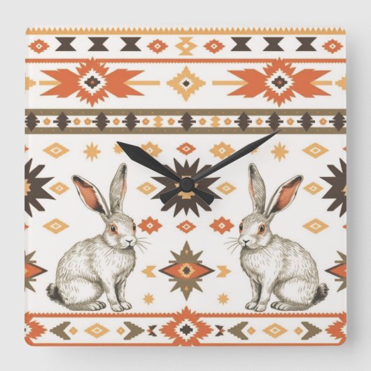 Desert Hares Quadratische Wanduhr (Vorderseite)